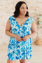 The Suns Been Quite Kind V-Neck Dress in Blue-Dresses-Stay Foxy Boutique, Florissant, Missouri