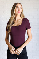 They're Not Like Us Square Neck Bodysuit in Cassis-Tops-Stay Foxy Boutique, Florissant, Missouri