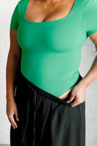 They're Not Like Us Square Neck Bodysuit in Emerald Green-Tops-Stay Foxy Boutique, Florissant, Missouri