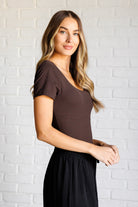 They're Not Like Us Square Neck Bodysuit in Espresso-Tops-Stay Foxy Boutique, Florissant, Missouri