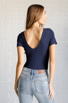 They're Not Like Us Square Neck Bodysuit in Navy-Tops-Stay Foxy Boutique, Florissant, Missouri