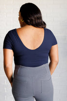 They're Not Like Us Square Neck Bodysuit in Navy-Tops-Stay Foxy Boutique, Florissant, Missouri