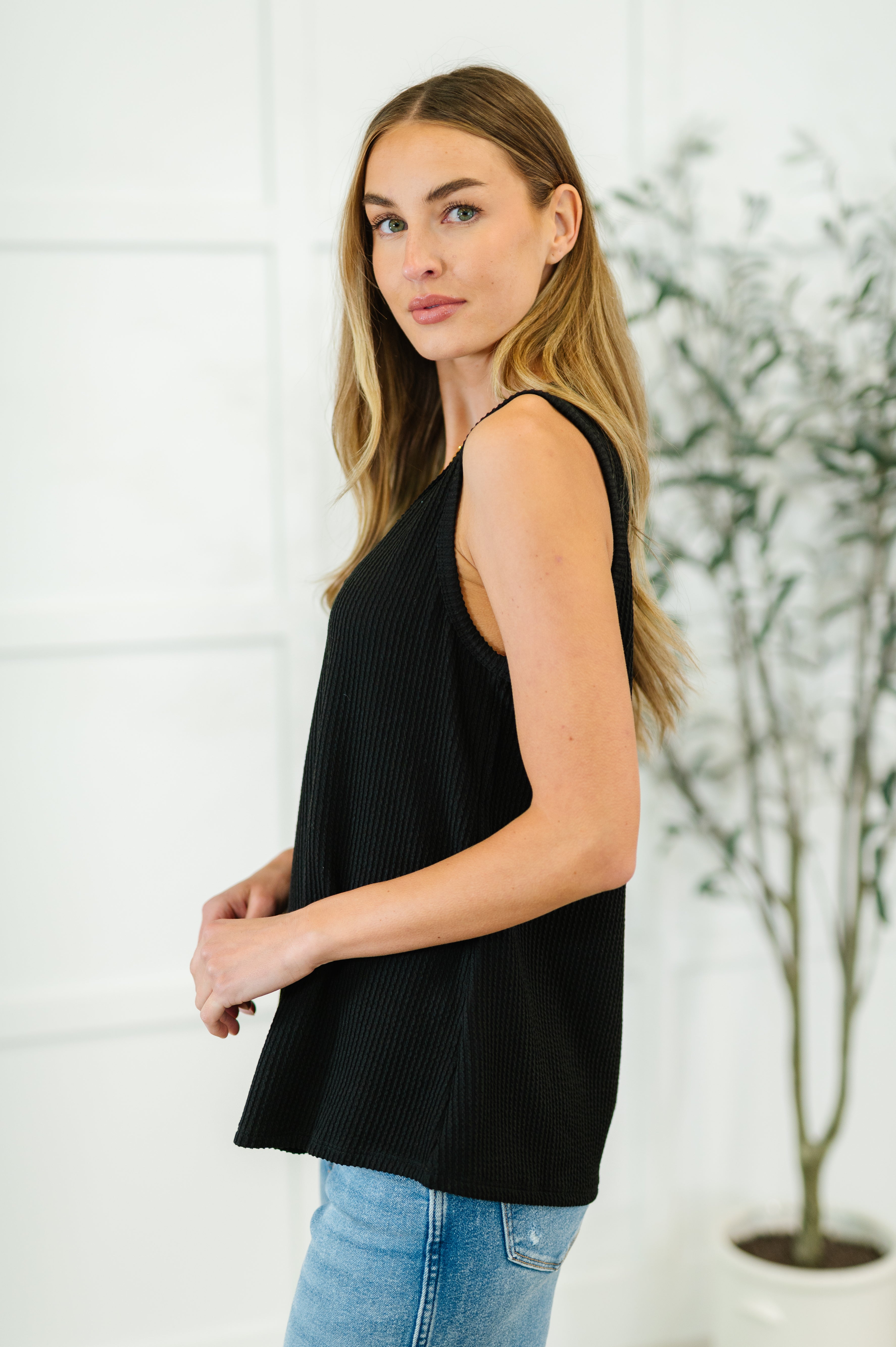 Thread Lightly Ribbed Knit Tank in Black-Womens-Stay Foxy Boutique, Florissant, Missouri