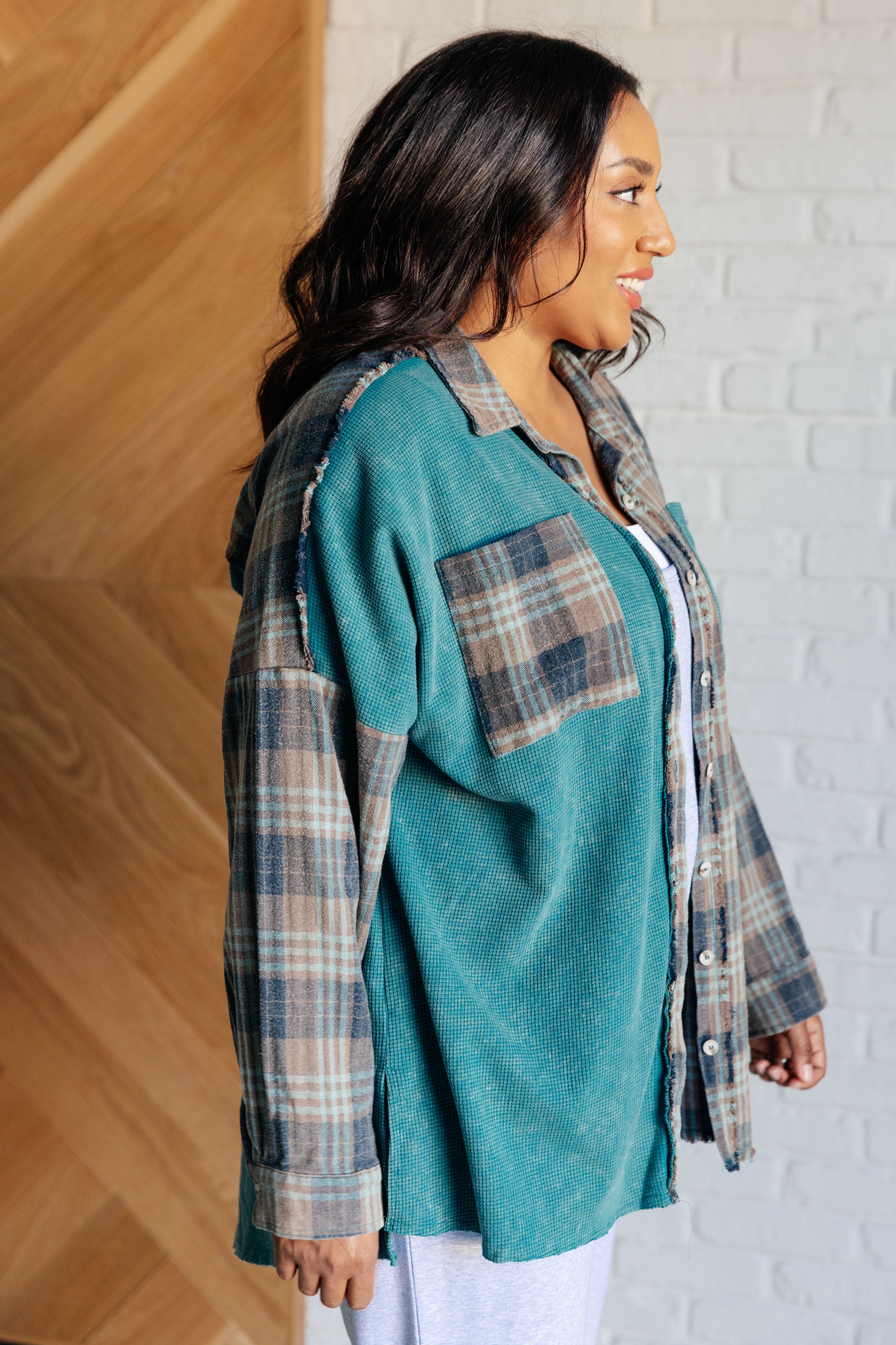 Tied for Time Thermal Plaid Button Up-Tops-Stay Foxy Boutique, Florissant, Missouri