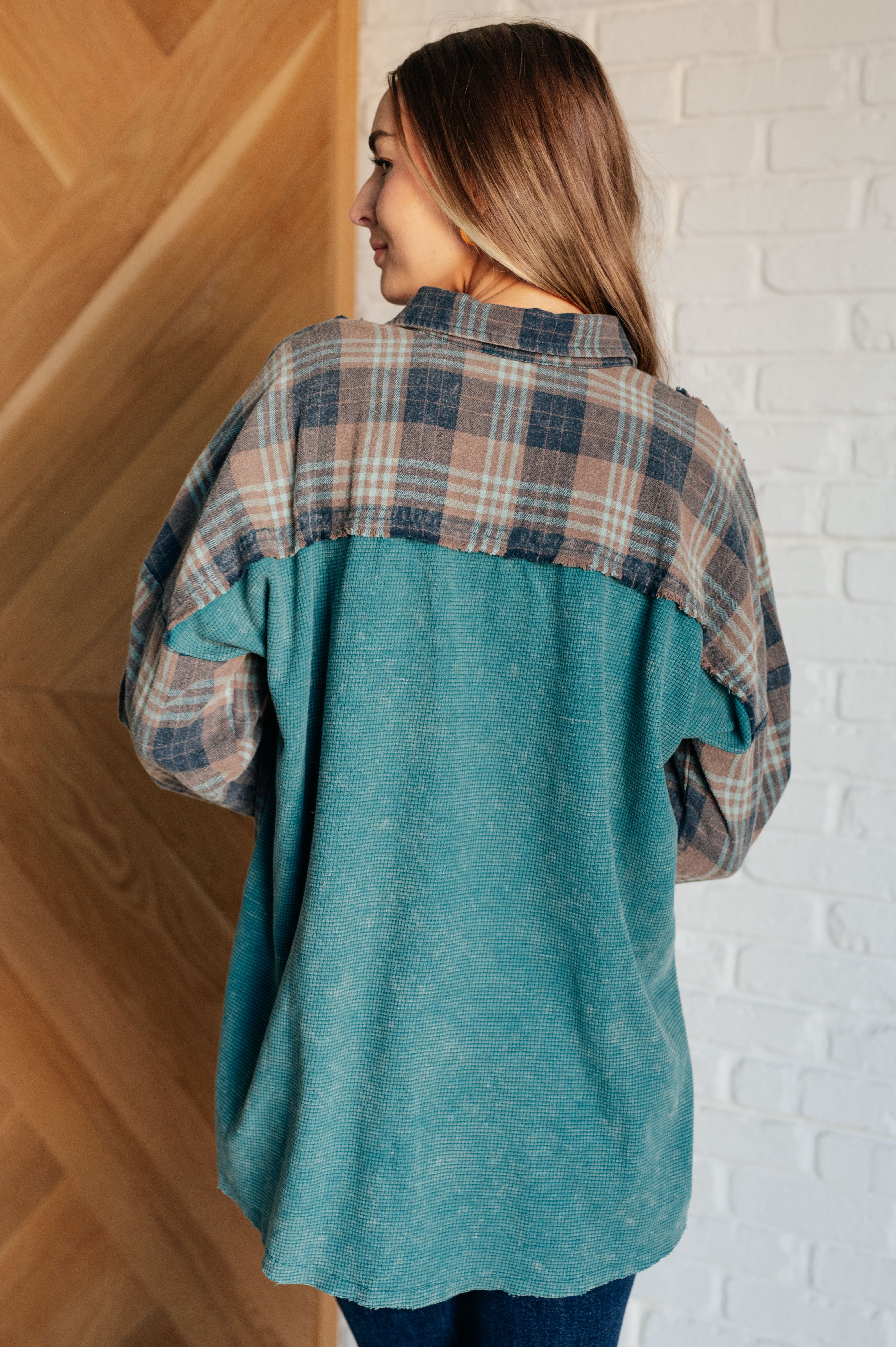 Tied for Time Thermal Plaid Button Up-Tops-Stay Foxy Boutique, Florissant, Missouri