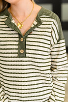 Timeless Lines Contrast Henley Top-Womens-Stay Foxy Boutique, Florissant, Missouri