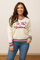 Tis the Season Sequin Cream Sweater-Womens-Stay Foxy Boutique, Florissant, Missouri