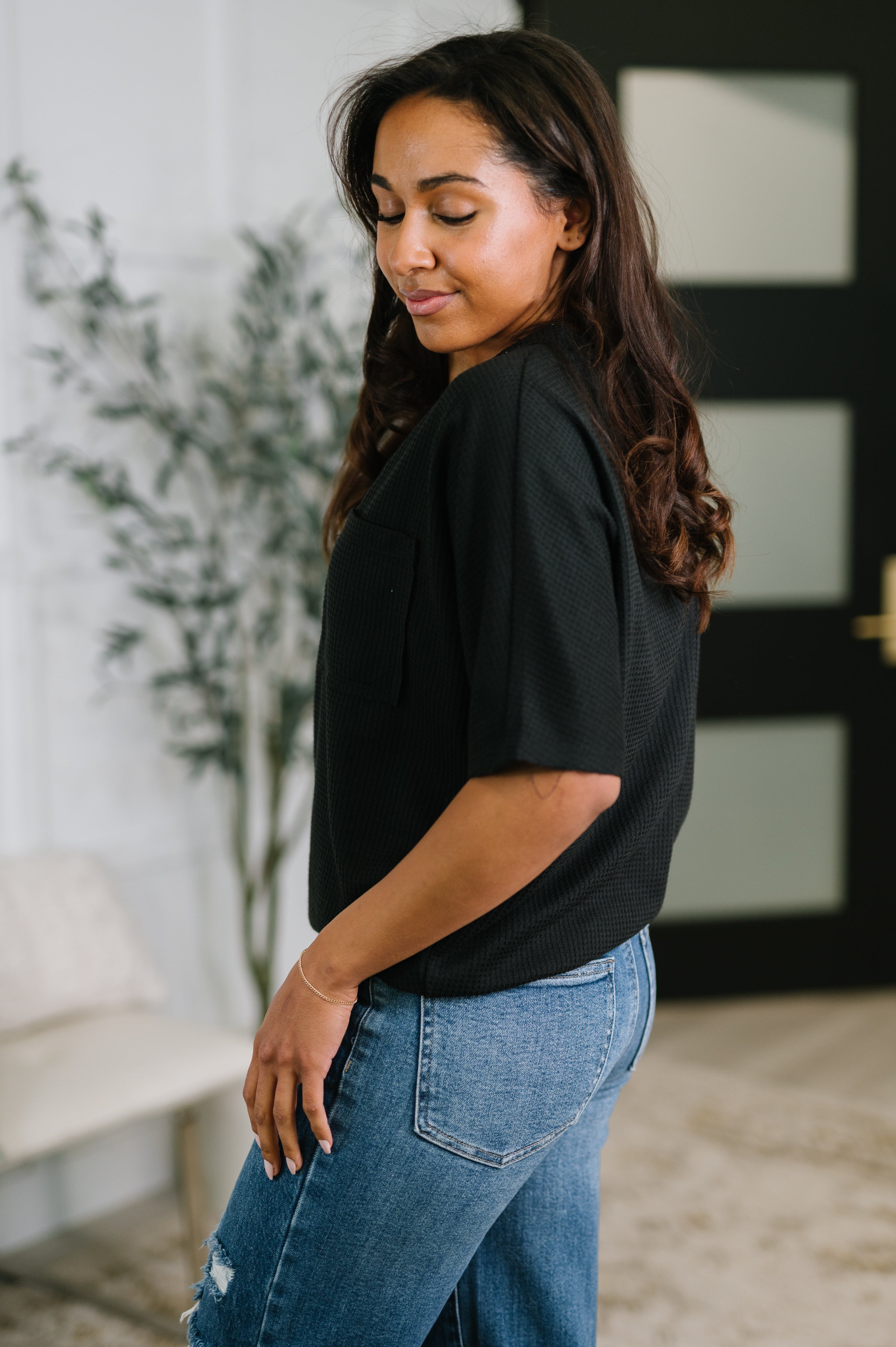 Together We're Unlimited Basic V-Neck Tee in Black-Womens-Stay Foxy Boutique, Florissant, Missouri