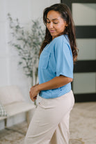 Together We're Unlimited Basic V-Neck Tee in Ocean Blue-Womens-Stay Foxy Boutique, Florissant, Missouri