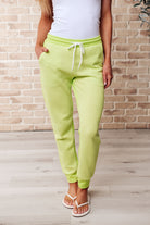 Tommy Two Tone Waffle Joggers Lime-Athleisure-Stay Foxy Boutique, Florissant, Missouri