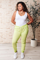 Tommy Two Tone Waffle Joggers Lime-Athleisure-Stay Foxy Boutique, Florissant, Missouri