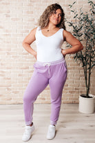 Tommy Two Tone Waffle Joggers Purple-Athleisure-Stay Foxy Boutique, Florissant, Missouri