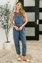 Too Cute to Compute Waist Tie Overalls in Dark Blue-Womens-Stay Foxy Boutique, Florissant, Missouri