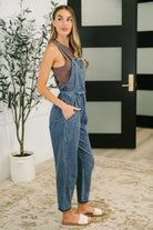 Too Cute to Compute Waist Tie Overalls in Dark Blue-Womens-Stay Foxy Boutique, Florissant, Missouri