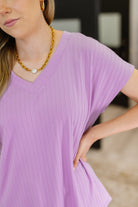Top Shelf Basic V-Neck Ribbed Tee in Lavender-Womens-Stay Foxy Boutique, Florissant, Missouri