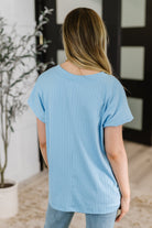 Top Shelf Basic V-Neck Ribbed Tee in Sky Blue-Womens-Stay Foxy Boutique, Florissant, Missouri