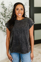 Top That Mineral Wash Tee in Ash Black-Womens-Stay Foxy Boutique, Florissant, Missouri