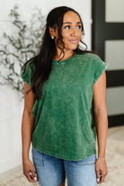 Top That Mineral Wash Tee in Dark Green-Womens-Stay Foxy Boutique, Florissant, Missouri