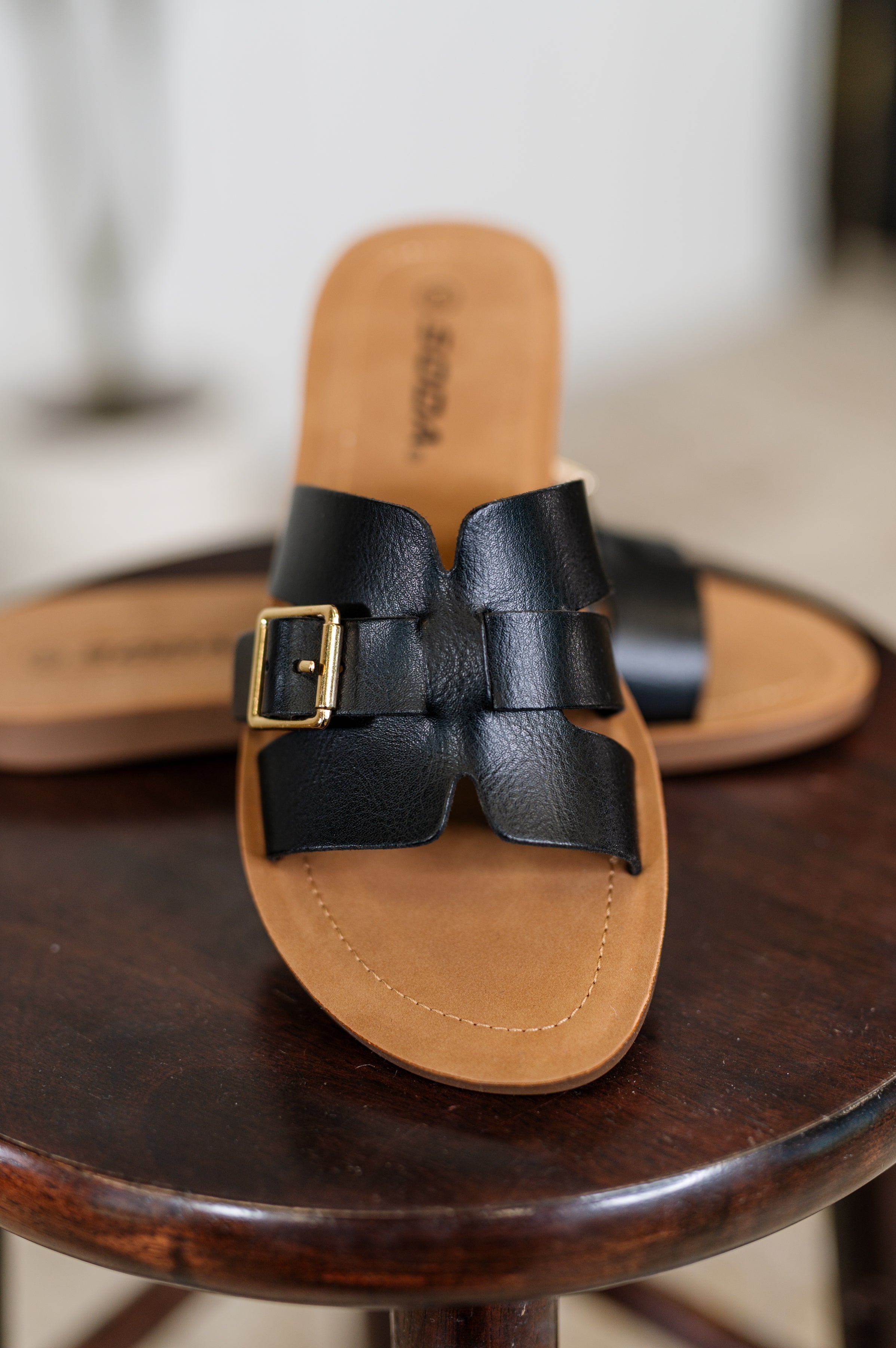 Torvi Black Slip on Sandals-Womens-Stay Foxy Boutique, Florissant, Missouri