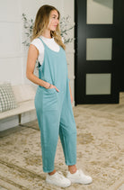Totally Me Spaghetti Strap Jumpsuit Dusty Teal-Womens-Stay Foxy Boutique, Florissant, Missouri