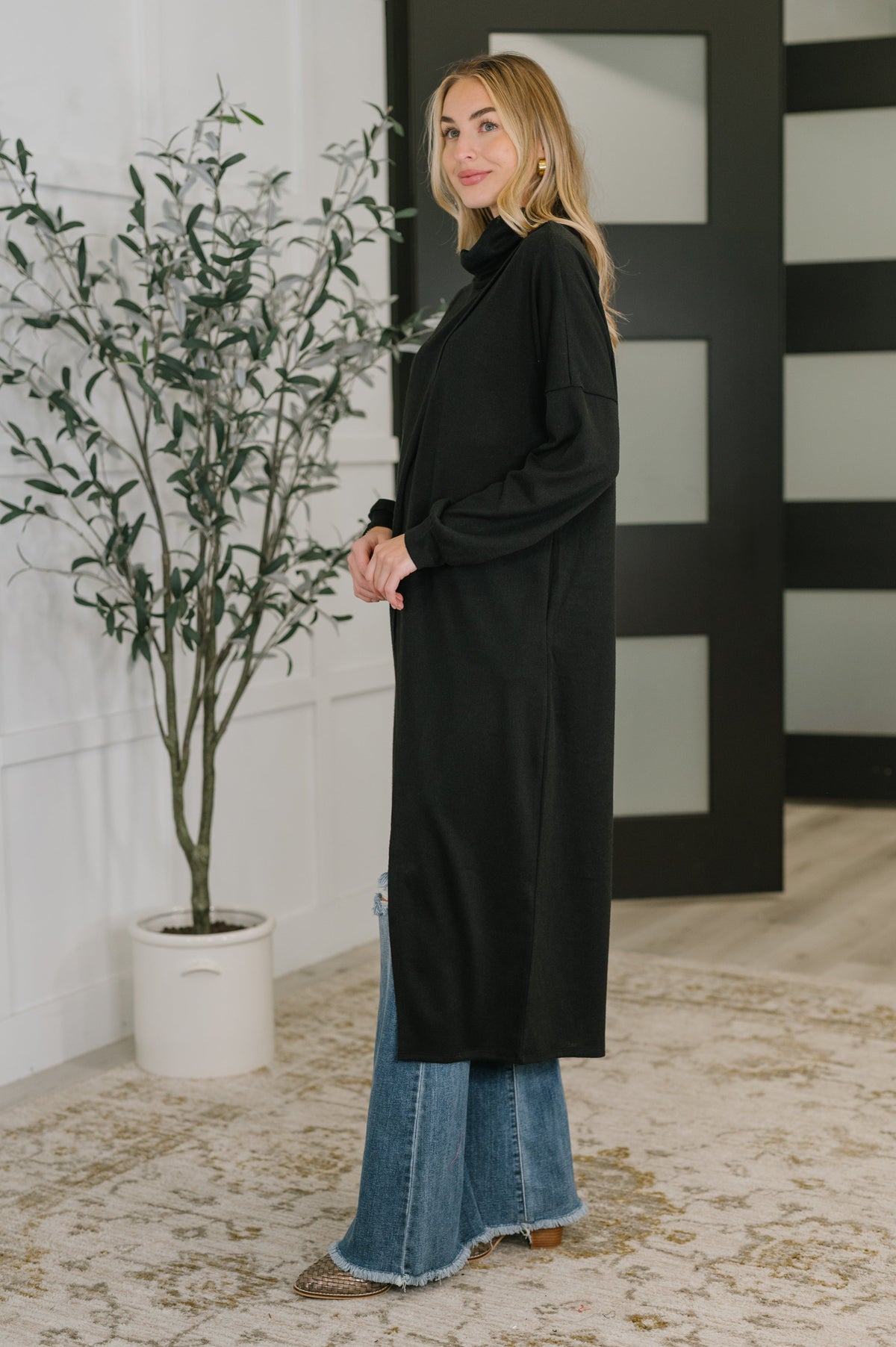 Travel City Scape Turtle Neck Tunic in Black-Womens-Stay Foxy Boutique, Florissant, Missouri