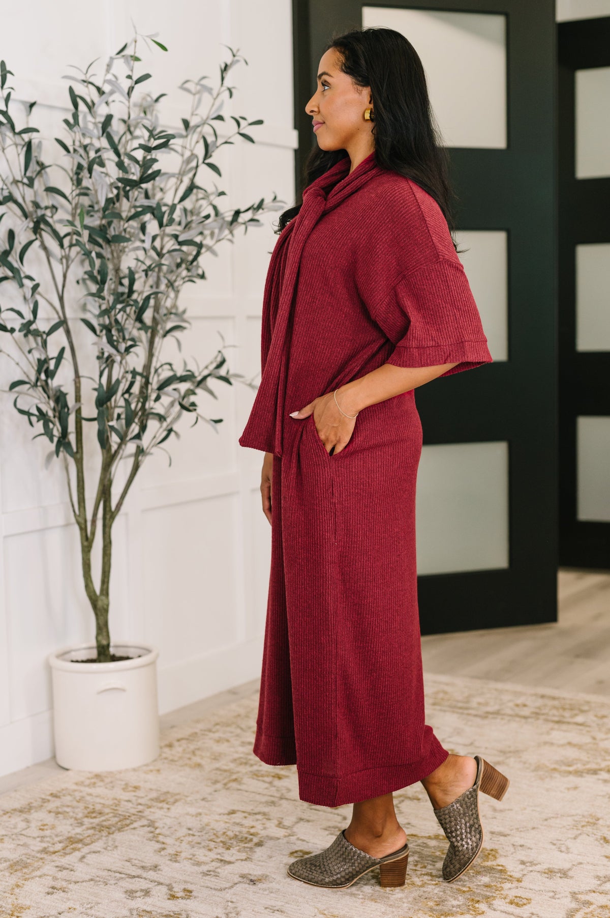 Travel Envy Ribbed Knit Dress in Wine-Womens-Stay Foxy Boutique, Florissant, Missouri