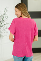 Trial and Error Textured V-Neck Blouse in Magenta-Tops-Stay Foxy Boutique, Florissant, Missouri