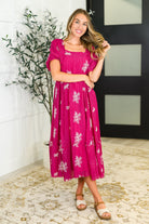 Twirl in Bloom Square Neck Dress in Hot Pink-Womens-Stay Foxy Boutique, Florissant, Missouri