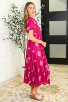 Twirl in Bloom Square Neck Dress in Hot Pink-Womens-Stay Foxy Boutique, Florissant, Missouri