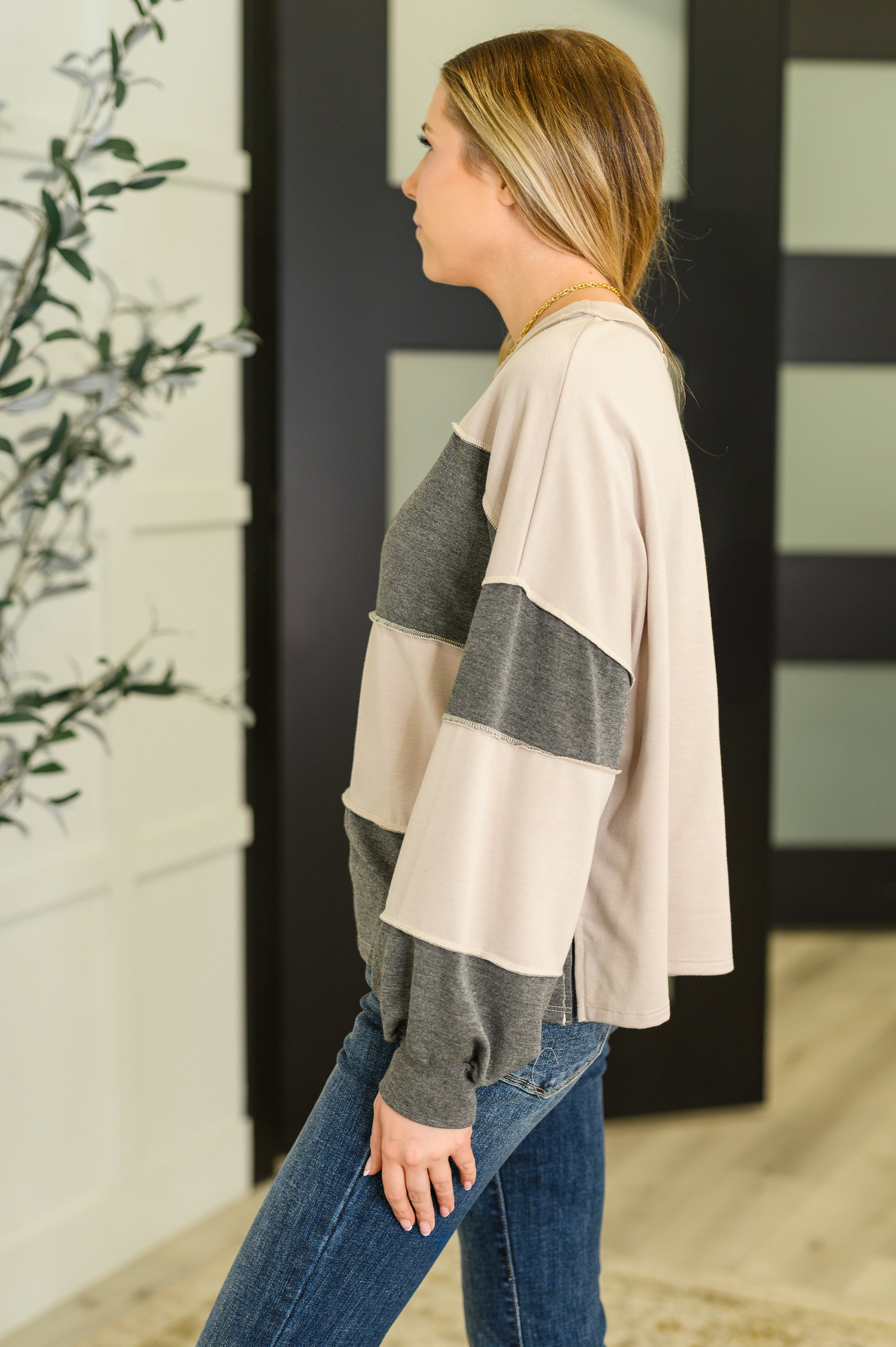 Two-Tone Take Drop Shoulder Top-Womens-Stay Foxy Boutique, Florissant, Missouri