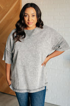 Unbothered Mineral Wash Top in Grey-Tops-Stay Foxy Boutique, Florissant, Missouri