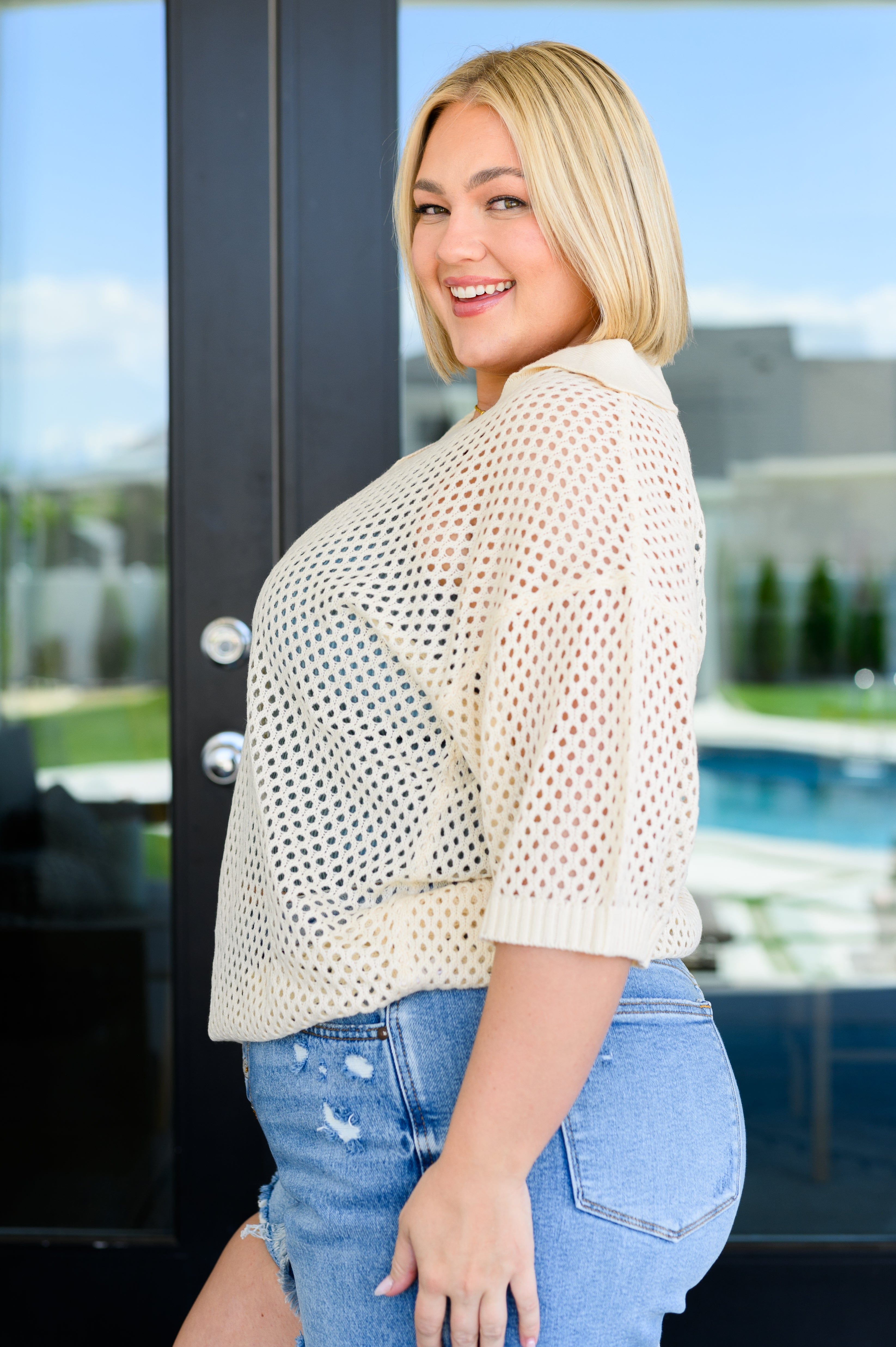 Under The Boardwalk Fishnet Collared Top-Tops-Stay Foxy Boutique, Florissant, Missouri