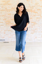 Up For Anything V-Neck Blouse in Black-Tops-Stay Foxy Boutique, Florissant, Missouri