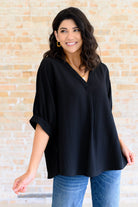 Up For Anything V-Neck Blouse in Black-Tops-Stay Foxy Boutique, Florissant, Missouri