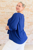 Up For Anything V-Neck Blouse in Navy-Tops-Stay Foxy Boutique, Florissant, Missouri