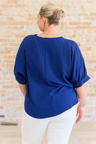 Up For Anything V-Neck Blouse in Navy-Tops-Stay Foxy Boutique, Florissant, Missouri