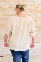 Up For Anything V-Neck Blouse in Taupe-Tops-Stay Foxy Boutique, Florissant, Missouri