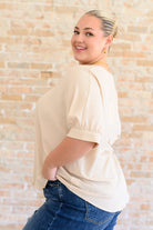 Up For Anything V-Neck Blouse in Taupe-Tops-Stay Foxy Boutique, Florissant, Missouri