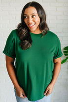 Uptown Crew T-Shirt in Green-Womens-Stay Foxy Boutique, Florissant, Missouri