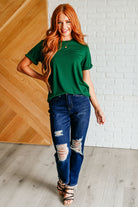 Uptown Crew T-Shirt in Green-Womens-Stay Foxy Boutique, Florissant, Missouri
