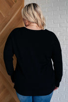 V-Neck Front Seam Sweater in Black-Tops-Stay Foxy Boutique, Florissant, Missouri