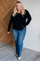 V-Neck Front Seam Sweater in Black-Tops-Stay Foxy Boutique, Florissant, Missouri