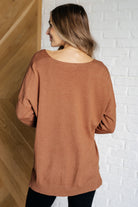 V-Neck Front Seam Sweater in Deep Camel-Tops-Stay Foxy Boutique, Florissant, Missouri