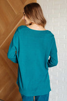 V-Neck Front Seam Sweater in Heather Ocean Teal-Tops-Stay Foxy Boutique, Florissant, Missouri