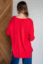 V-Neck Front Seam Sweater in Heather Red-Tops-Stay Foxy Boutique, Florissant, Missouri