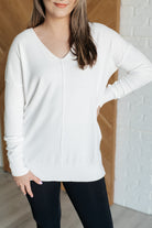 V-Neck Front Seam Sweater in Ivory-Tops-Stay Foxy Boutique, Florissant, Missouri