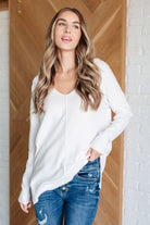 V-Neck Front Seam Sweater in Ivory-Tops-Stay Foxy Boutique, Florissant, Missouri