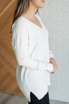 V-Neck Front Seam Sweater in Ivory-Tops-Stay Foxy Boutique, Florissant, Missouri