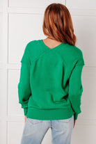 Very Understandable V-Neck Sweater in Green-Tops-Stay Foxy Boutique, Florissant, Missouri