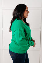 Very Understandable V-Neck Sweater in Green-Tops-Stay Foxy Boutique, Florissant, Missouri